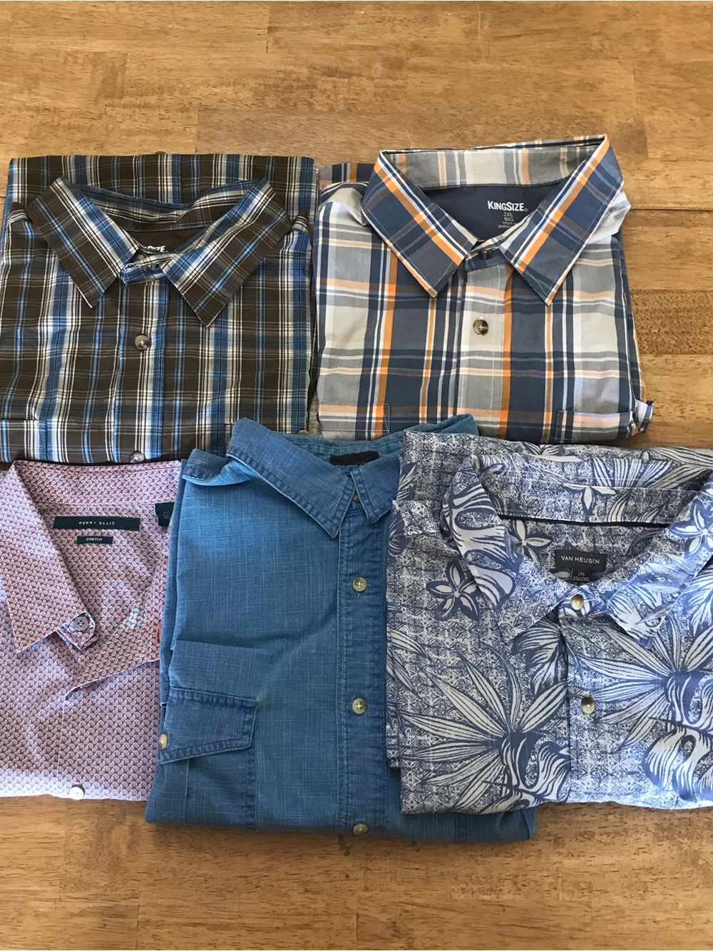 Men's Bundle of 5 Men’s Button Down Dress Shirts Size 2XL Stripes Patterned